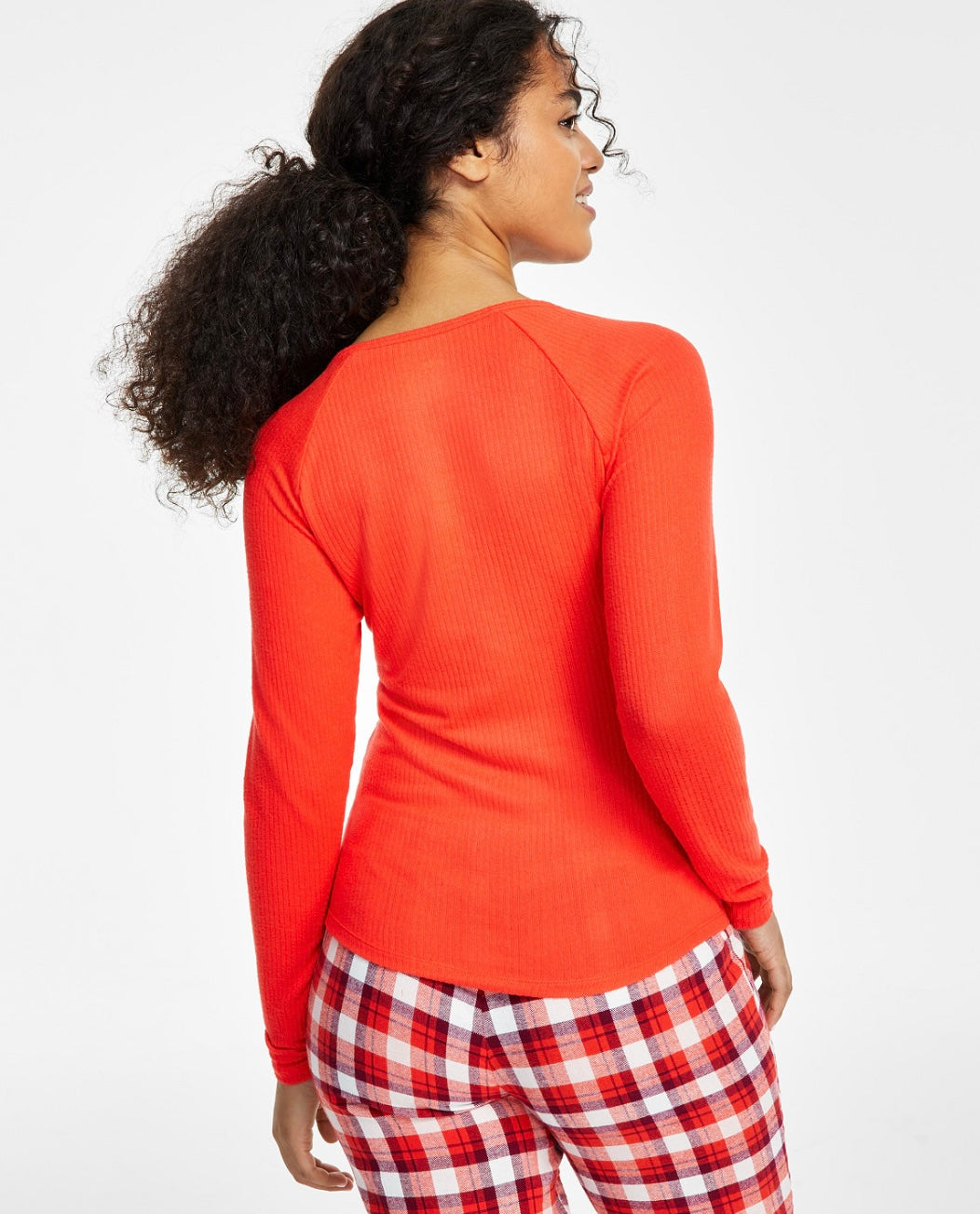 Jenni Women's Split-Neck Pajama Top Papaya Punch Size XS