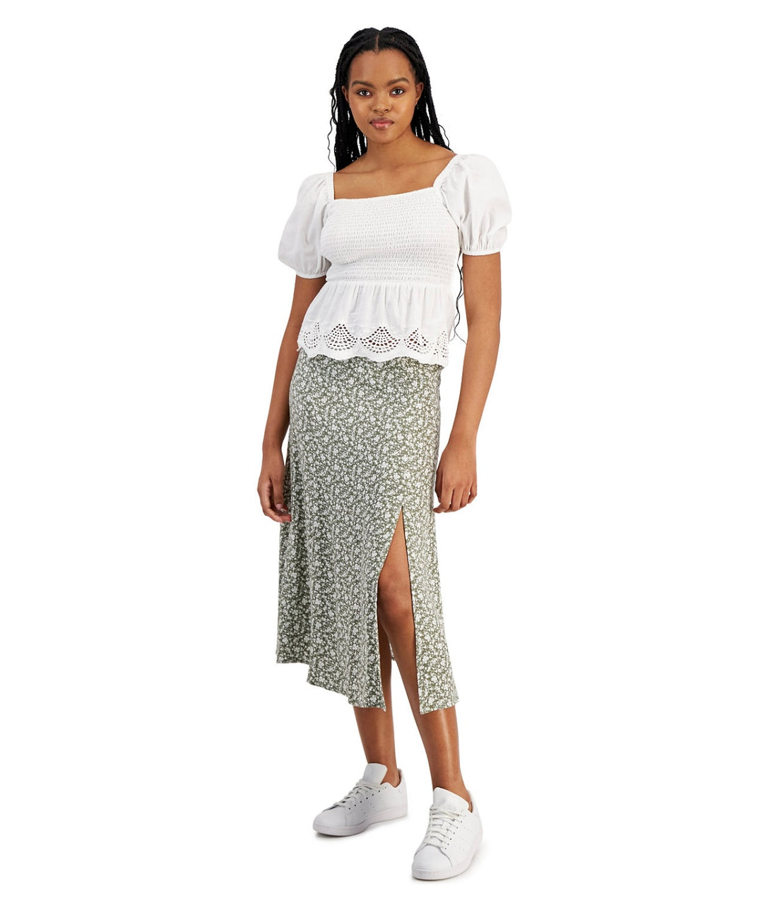 And Now This Women's Printed Midi Skirt Crushed Oregano Floral Size M