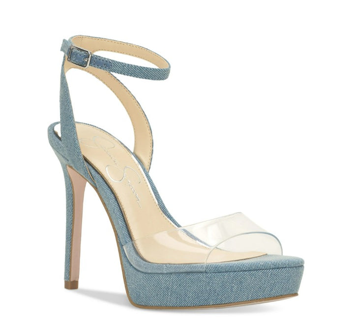 Jessica Simpson Women's JS Camisha Stiletto Heels Clear/Denim Size 5.5M