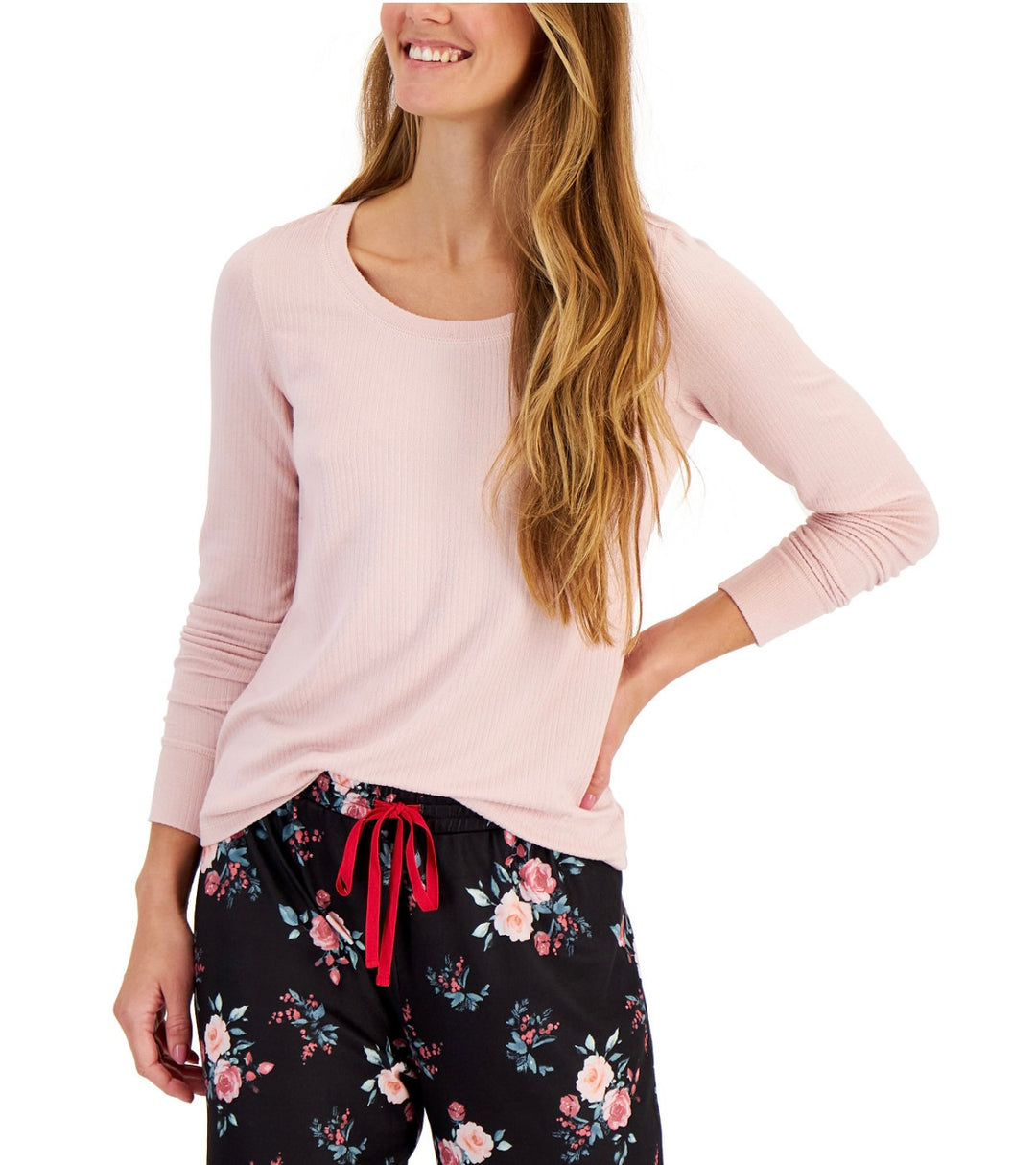 Charter Club Women's Solid Scoop Neck Pajama Top Chalky Rose Size XL