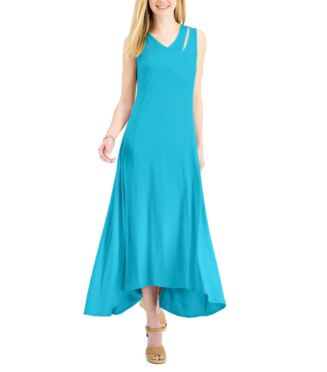 JM Collection Women's Sleeveless Stretch Maxi Dress Seafoam Blue Size XS