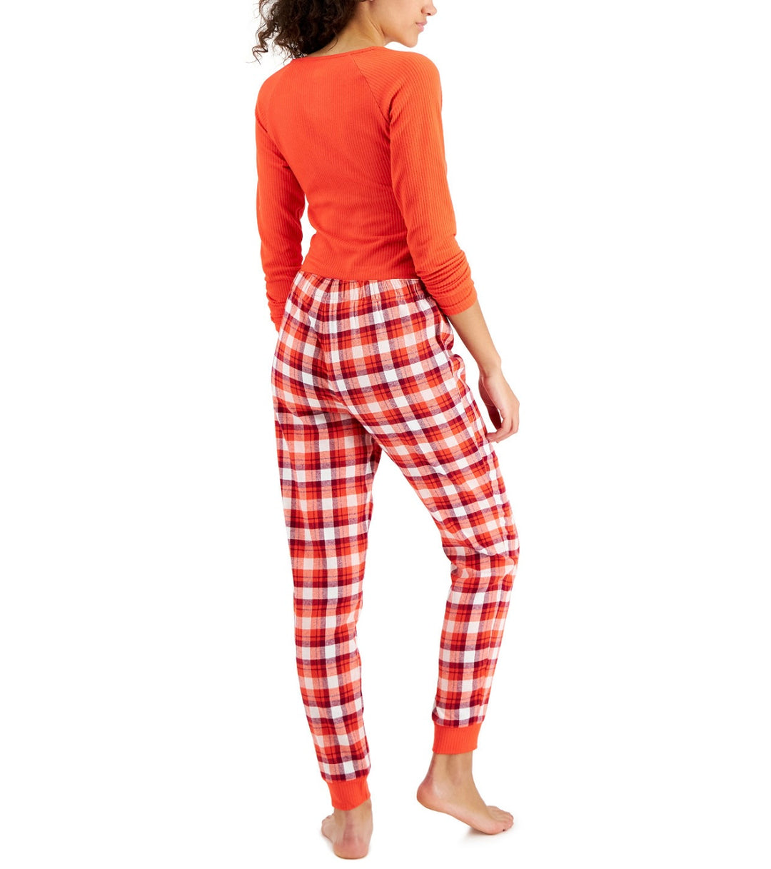 Jenni Women's Cotton Flannel Plaid Pajama Pants Cabin Plaid White Size XXL