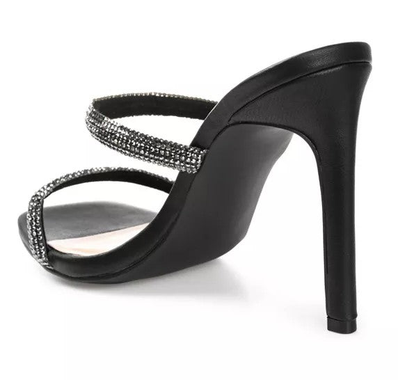 Journee Collection Women's Reena Rhinestone Stilettos Heels Shoes Black Size 11