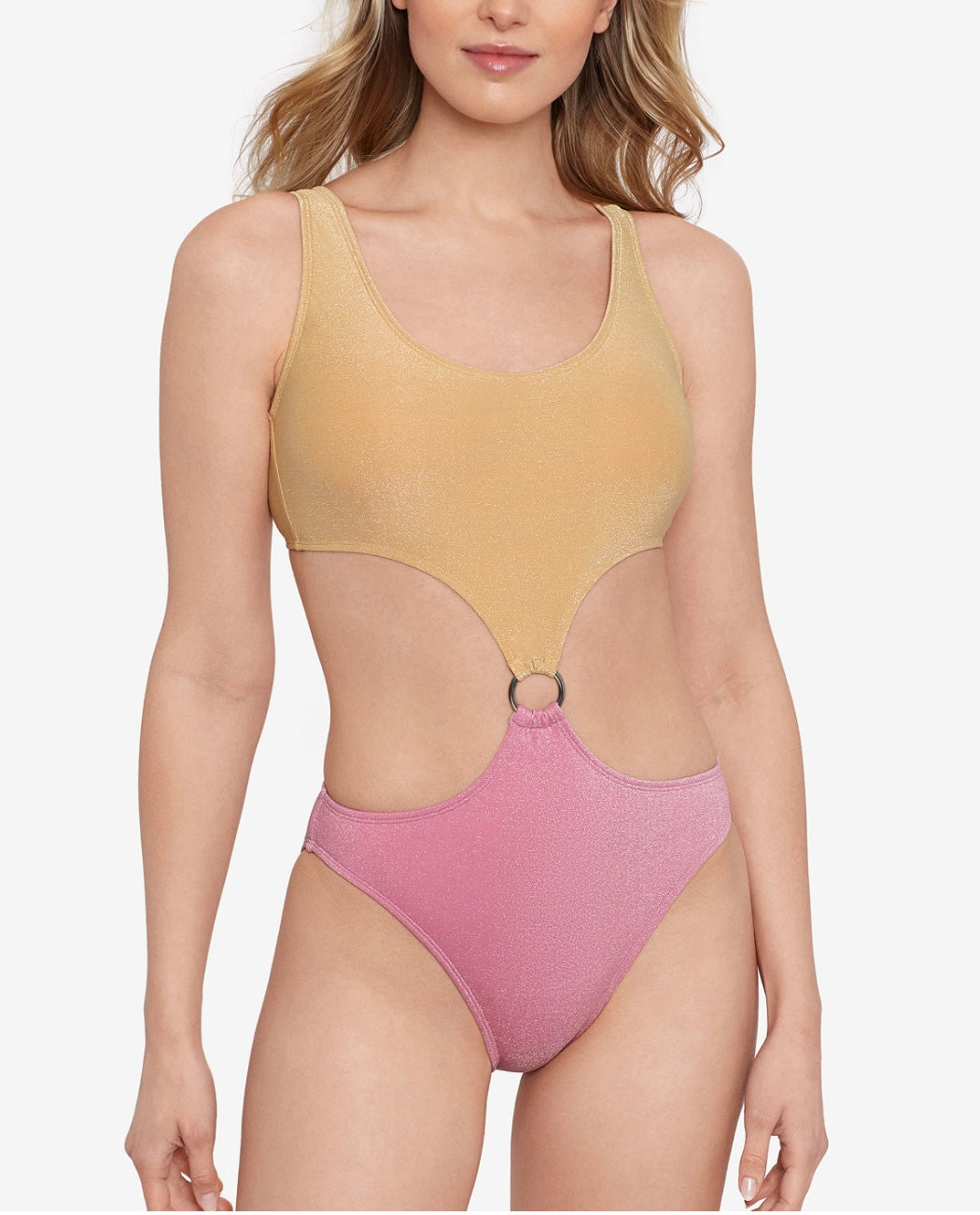 Salt + Cove Juniors' Precious One-Piece Monokini Swimsuit Blush Pink Size S