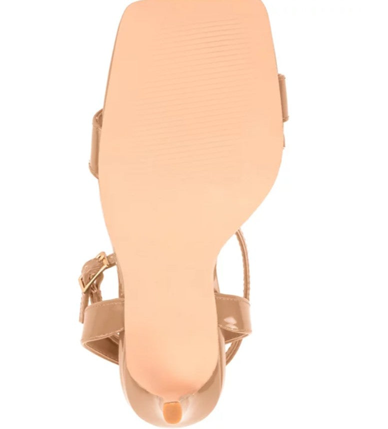 Journee Collection Women's Dorian Stiletto Square Toe Sandals Mocha Size 7 1/2