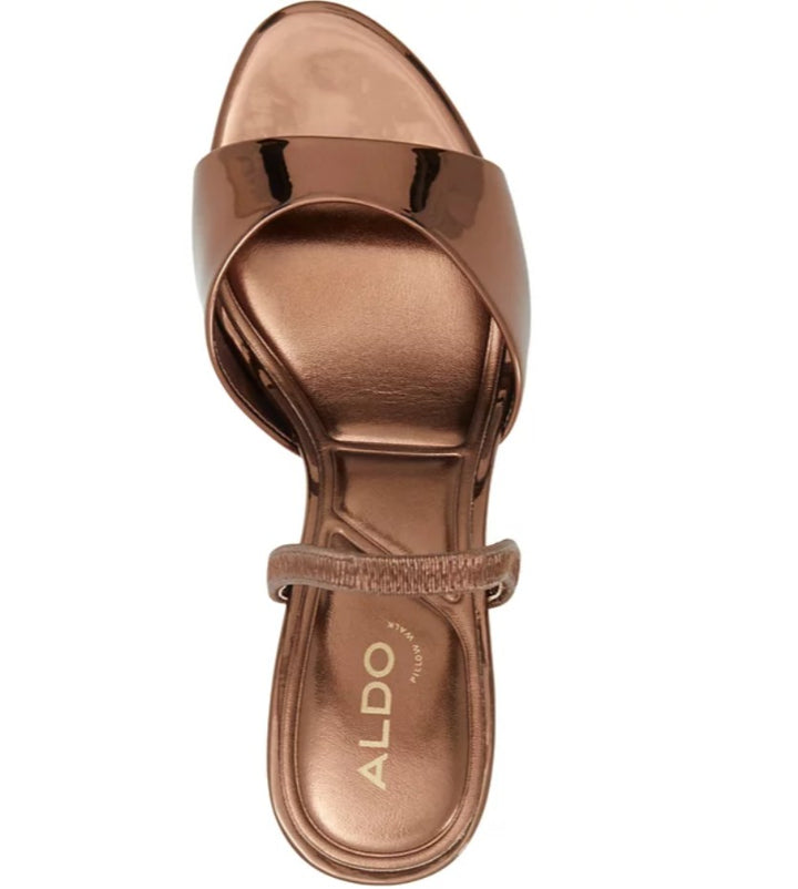 ALDO Women's Slip on Aitana Two-Piece Dress Heels Bronze Size 6.5