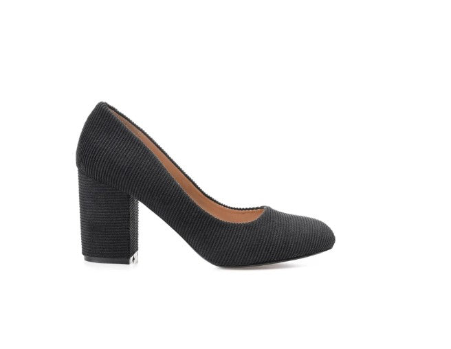 Journee Collection Women's Fai Corduroy Heels Pumps Black Size 6.5