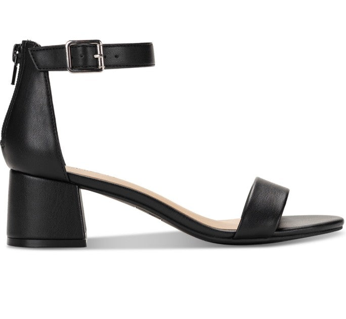 Style & Co. Women's Janiee Faux Leather Block Heel Sandals Black Size 7