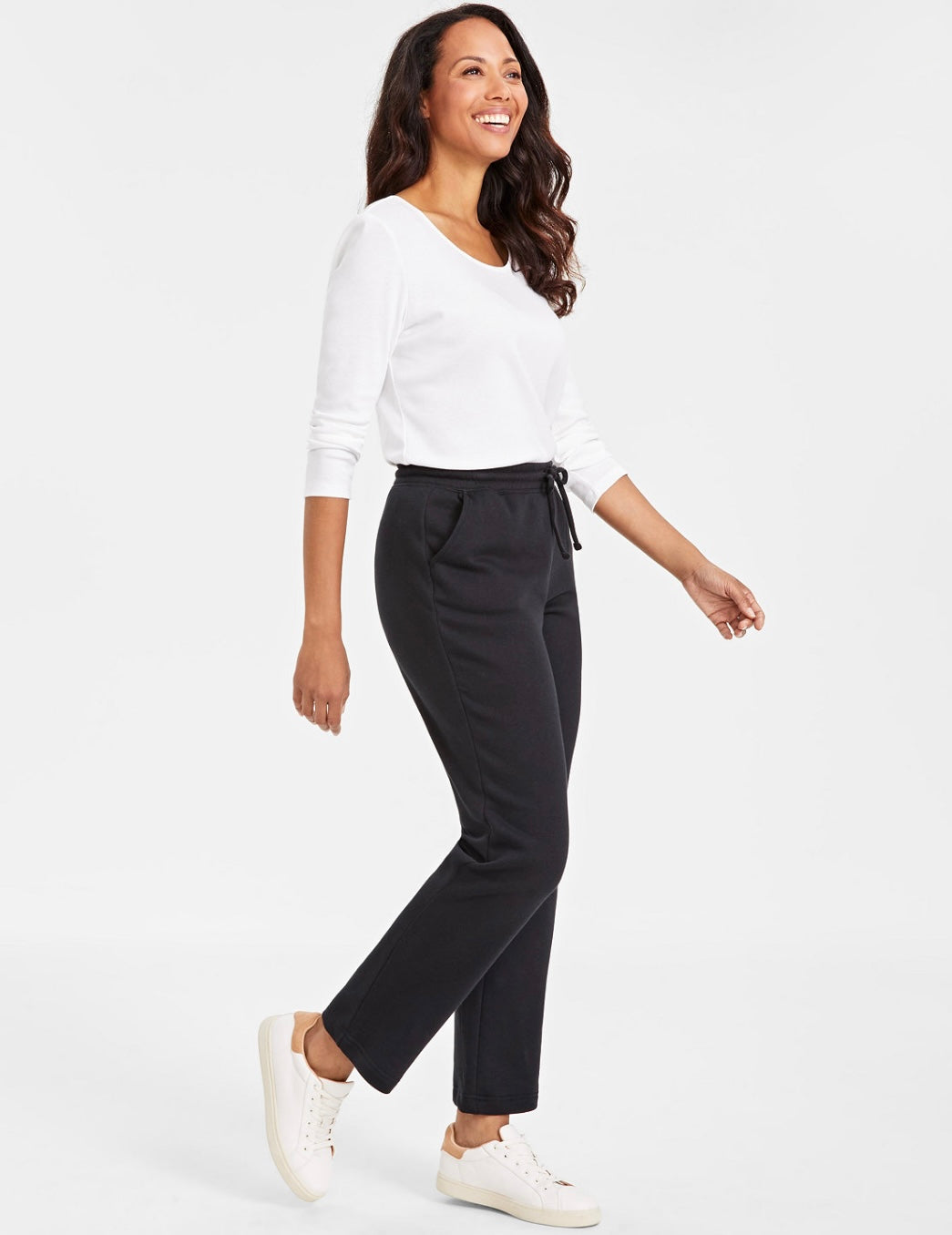 Style & Co. Women's Mid Rise Drawstring-Waist Fleece Pant Deep Black Size S