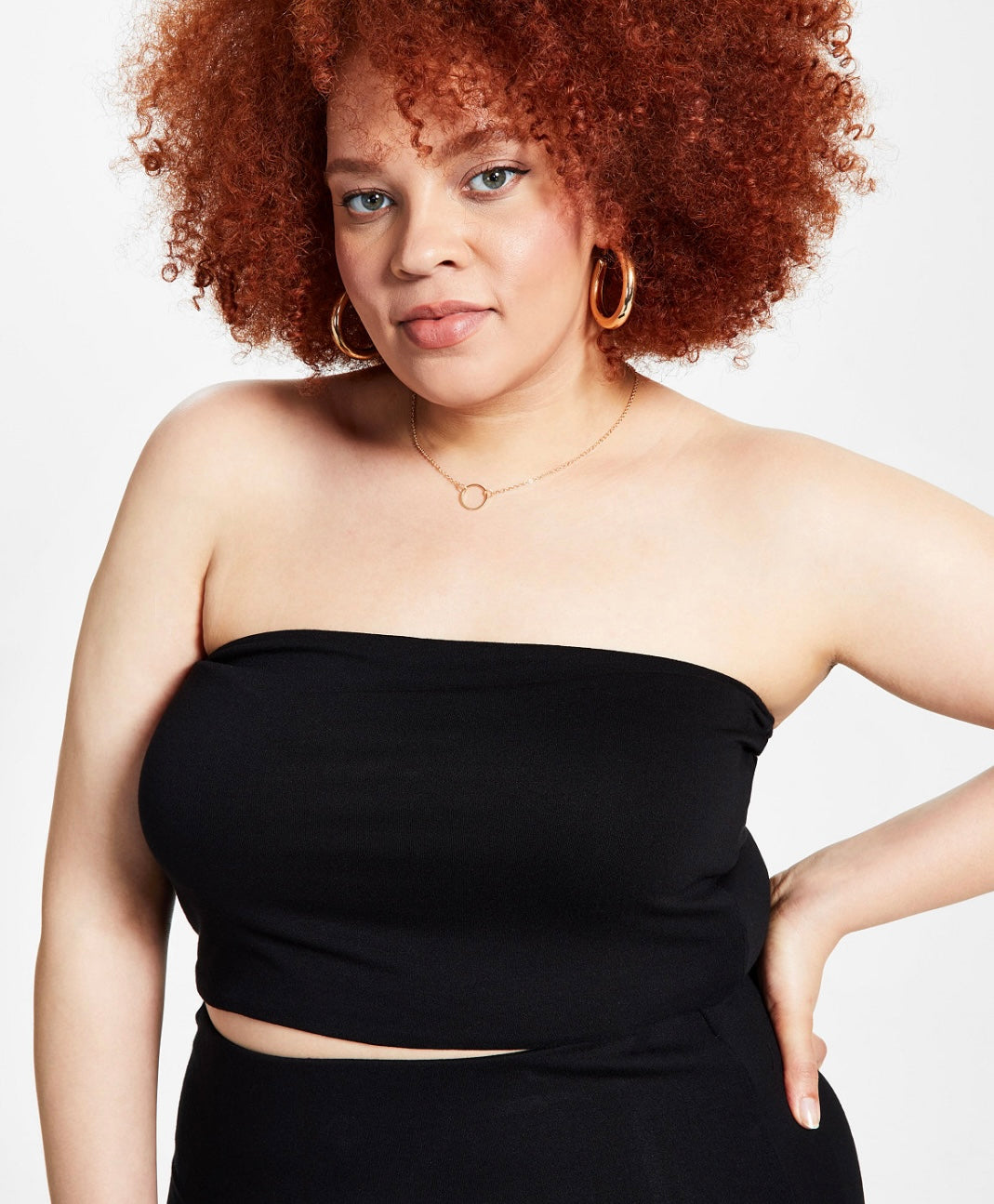 Bar III Women's Trendy Crepe Tube Top Deep Black Plus Size 1X