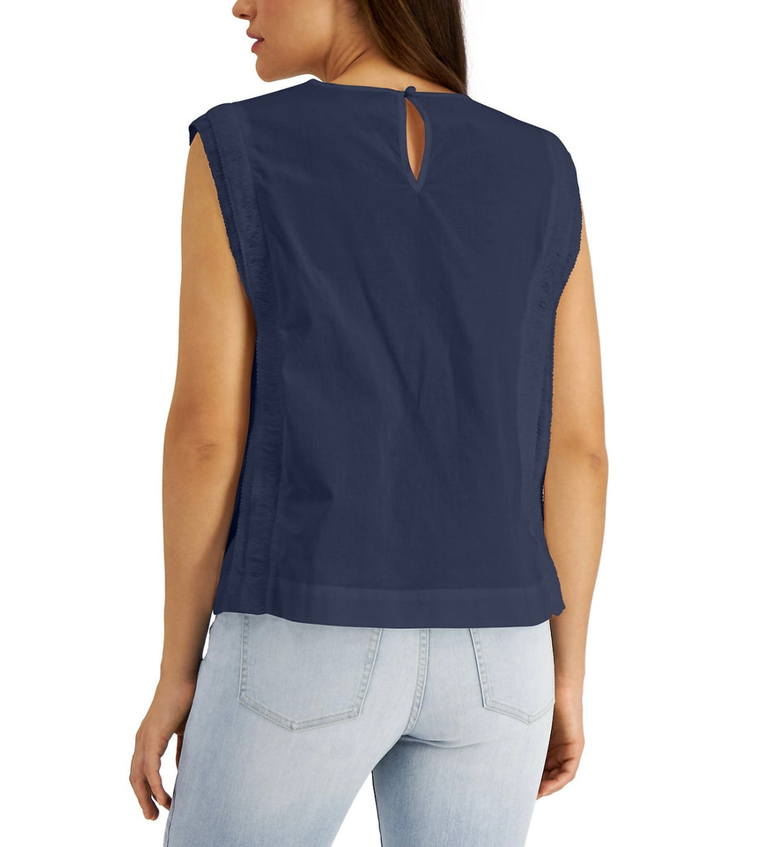 INC International Concepts Women's Sleeveless Mesh Top Indigo Sea Size L