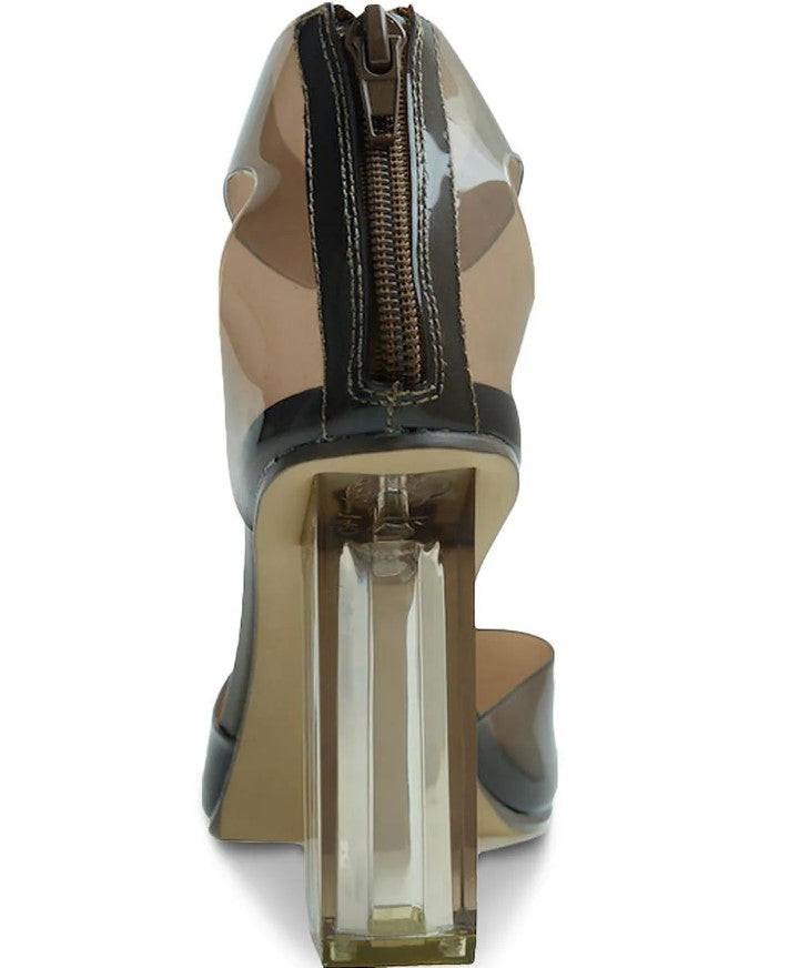 Wild Pair Women's Ankle Strap Pointed Toe Pumps Shoes Mocha Vinyl