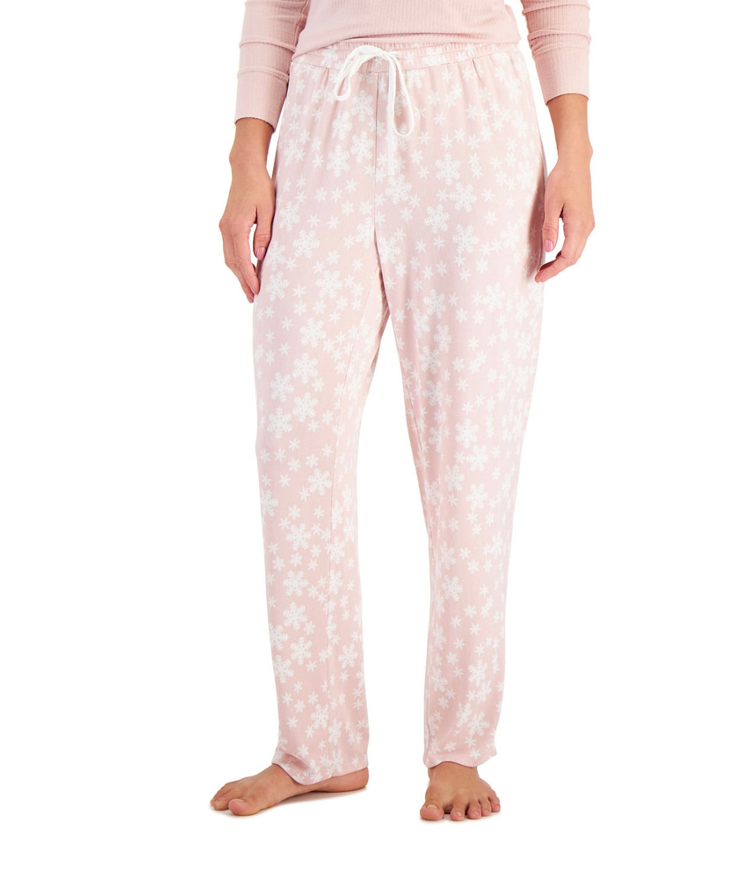 Charter Club Women's Butter Soft Printed Pajama Pants Chalky Rose Snowflake