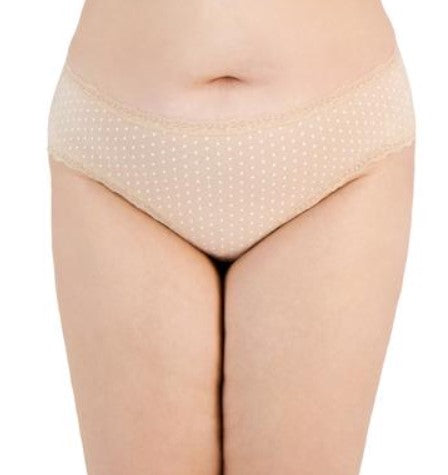 Jenni Women's Lace-Trim Hipster Underwear Chai Dots Plus Size 3X