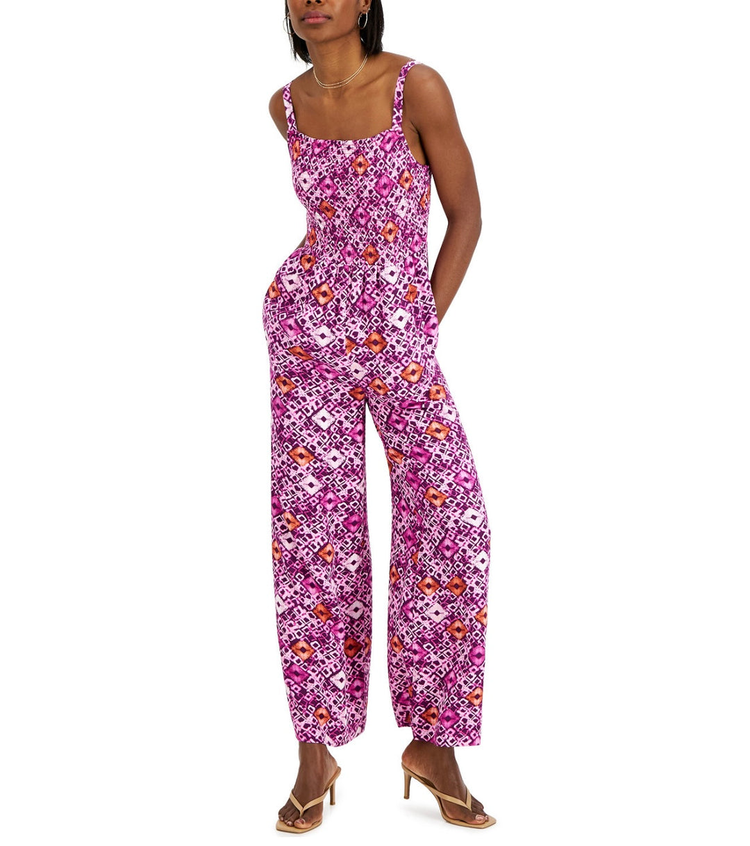 INC International Concepts Women's Smock Wide-Leg Jumpsuit Dharma Dye