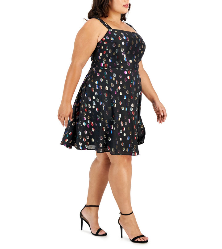 City Studio Women's Party Mini Fit & Flare Dress Black Plus Size 14W
