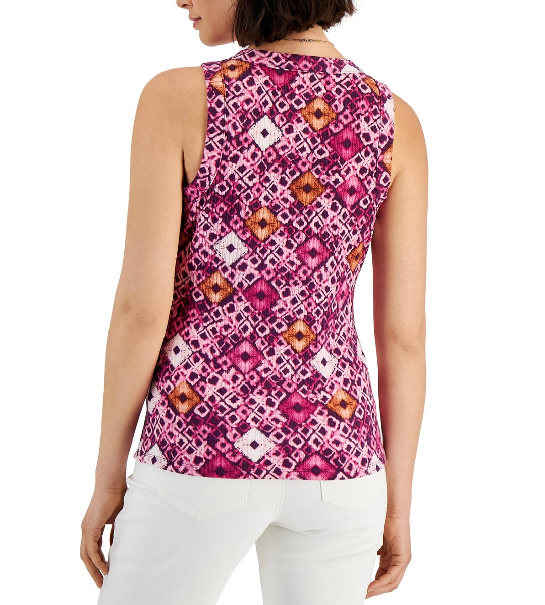 INC International Concepts Women's Crewneck Printed Sleeveless Top Size XL