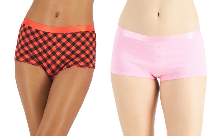 Jenni Women's Boyshorts Underwear 2-Pk Buffalo/Cali Pink Size M