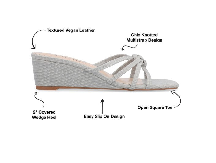 Journee Collection Women's Blayke Knotted Slip On Wedge Sandals Silver Size 10