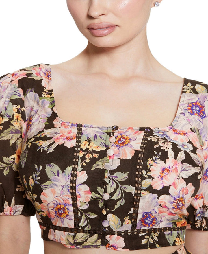 Guess Women's Eco Cassandra Puffed Floral Crop Top Ciaobella Size L