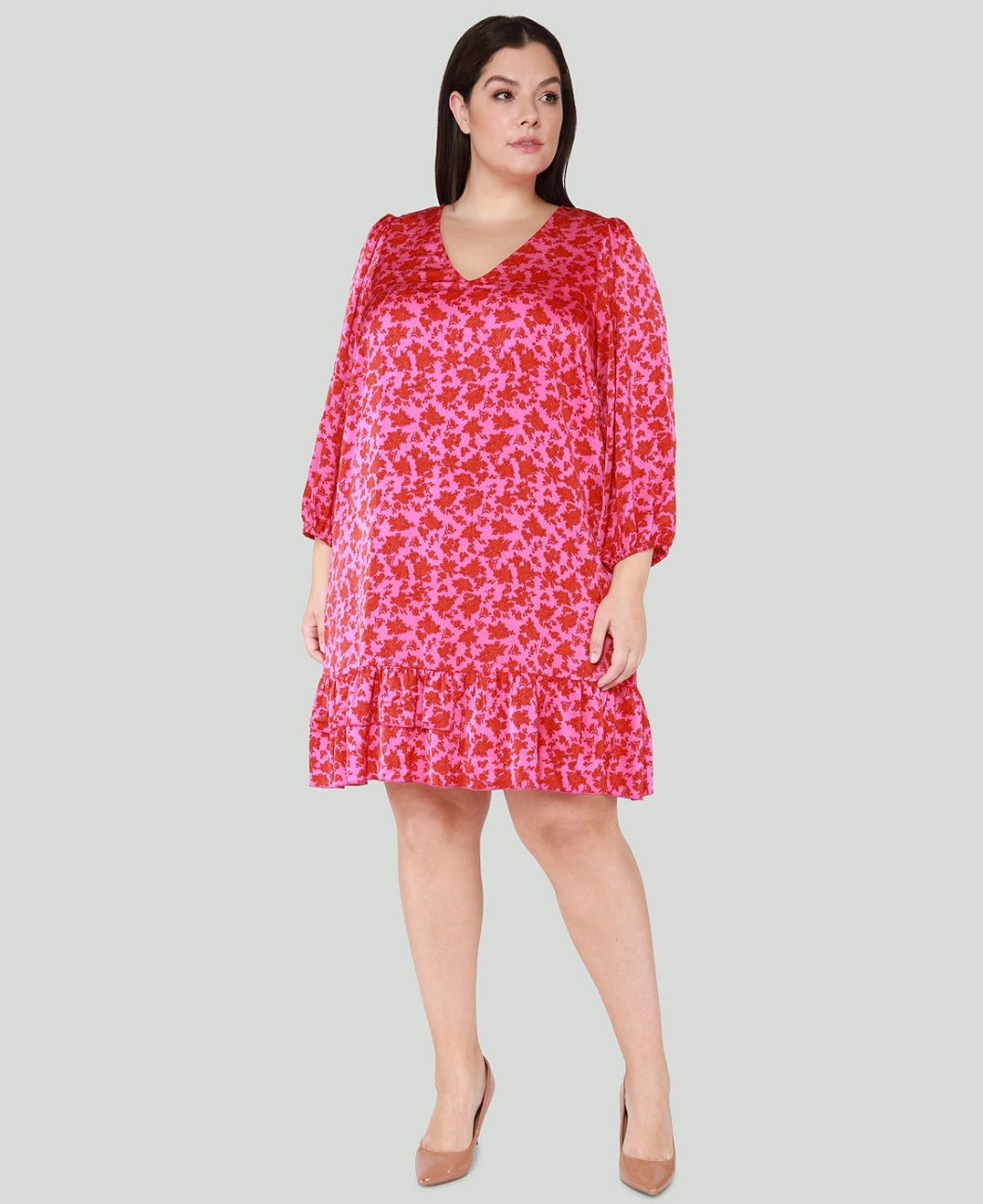 Black Tape Women's Trendy Floral Print 3/4-Sleeve Swing Dress Plus Size 1X