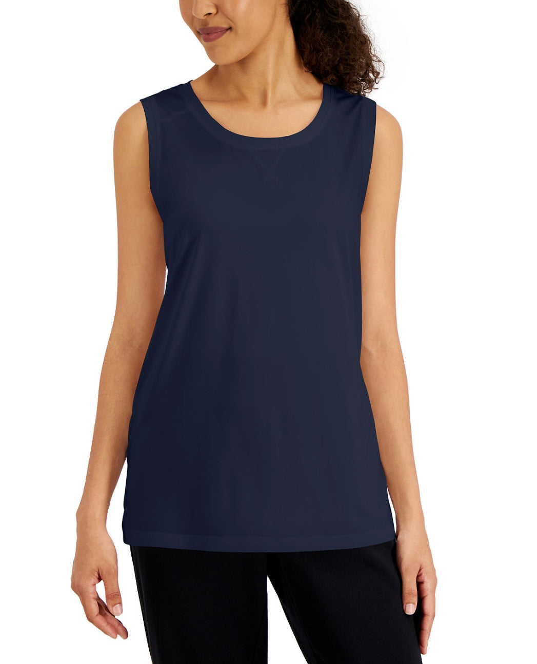 Karen Scott Women's Sleeveless Tunic Tank Top Intrepid Blue