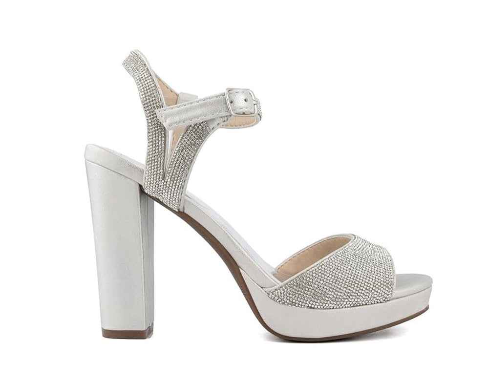 Sugar Women's Prisila 2 Faux Leather Ankle Strap Sandals Silver Size 8 1/2 M