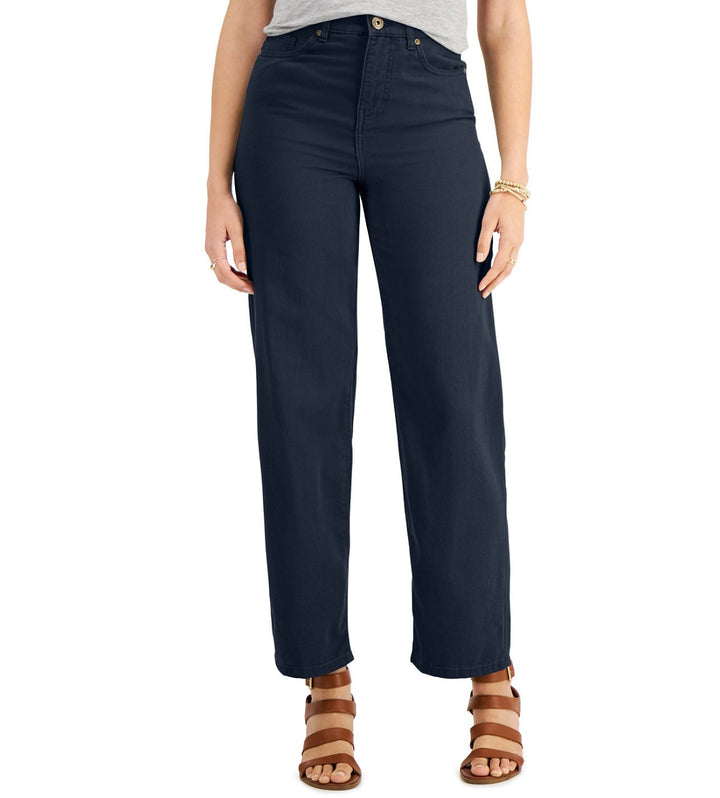 Style & Co. Women's Crop Mid Rise Casual Wide Leg Pants Industrial Blue Size 8