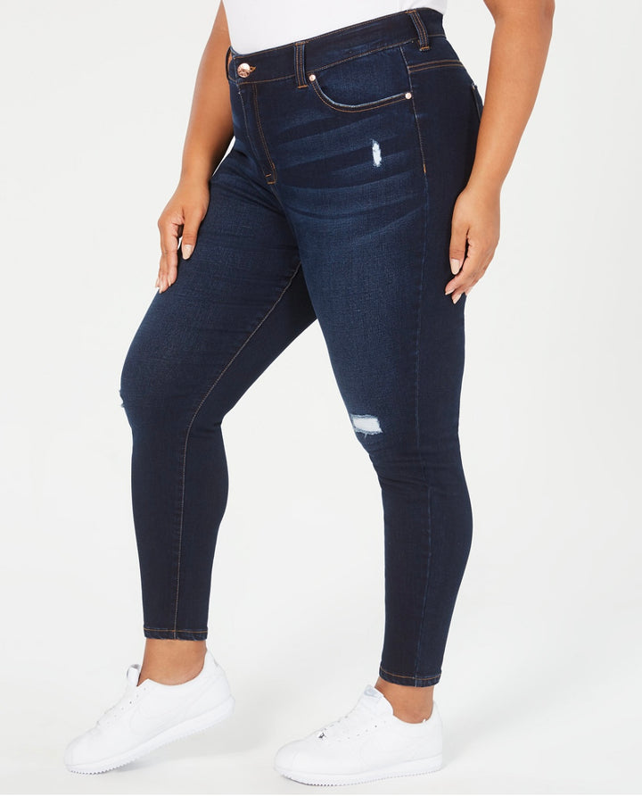 Celebrity Pink Women's High Rise Trendy Ripped Skinny Jean Kirwood Plus Size 18