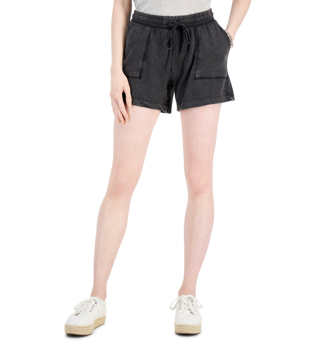Style & Co. Women's Mid Rise Pull-On French Terry Shorts Deep Black Size XXL