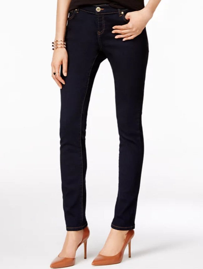 INC International Concepts Women's Mid Rise Skinny Jeans Dark Indigo Size 0