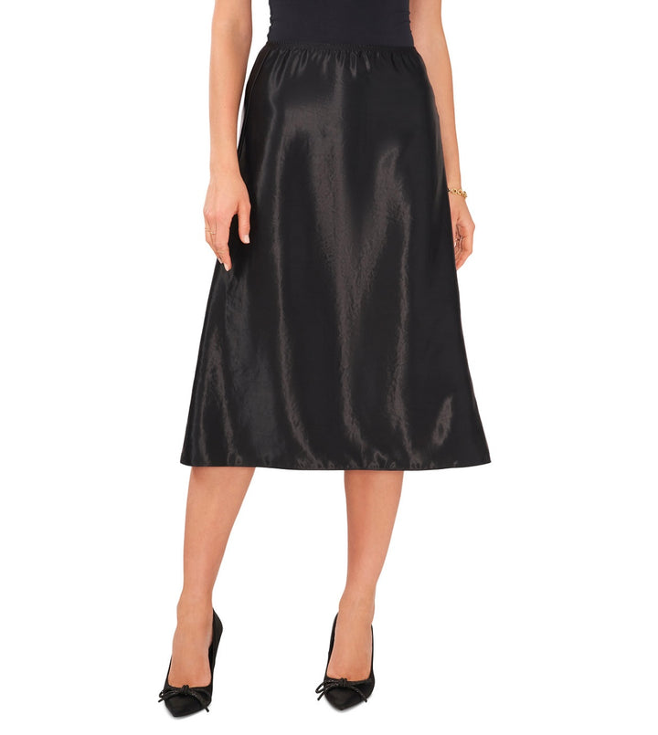 Vince Camuto Women's Textured Pull-On A-Line Midi Skirt Rich Black Size XS