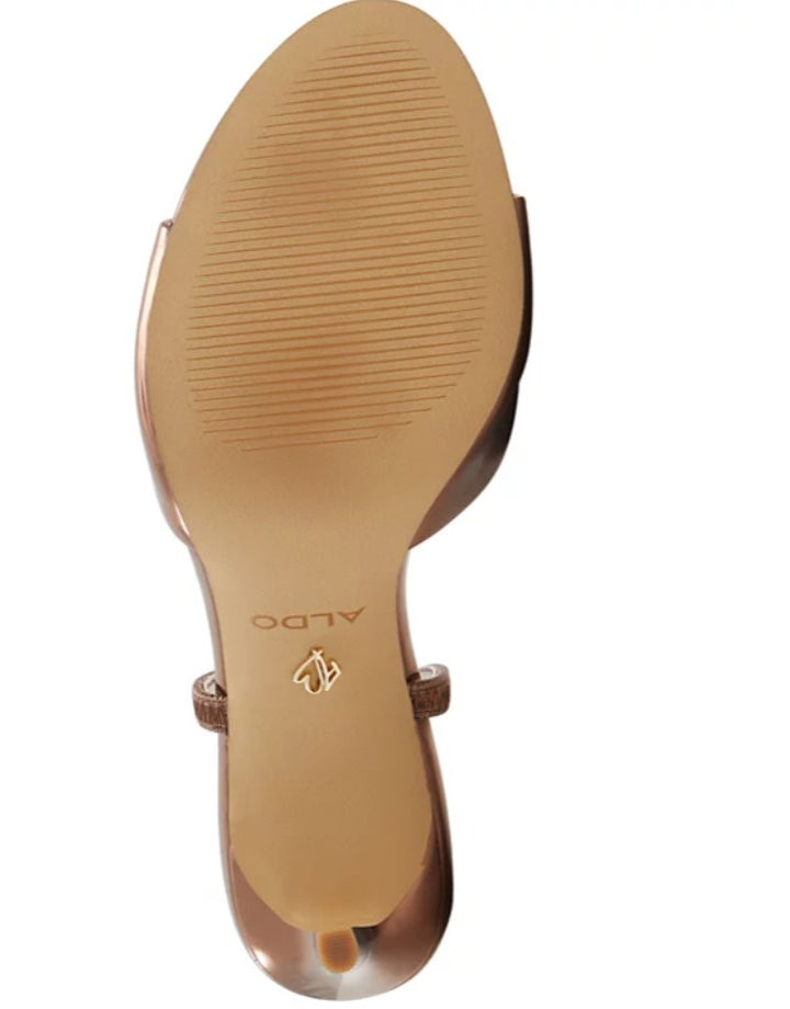 ALDO Women's Slip on Aitana Two-Piece Dress Heels Bronze Size 6.5