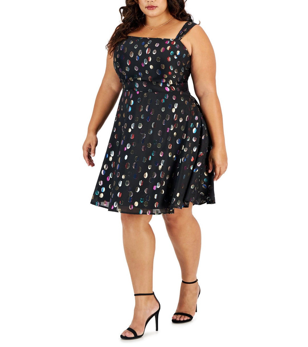 City Studio Women's Party Mini Fit & Flare Dress Black Plus Size 14W