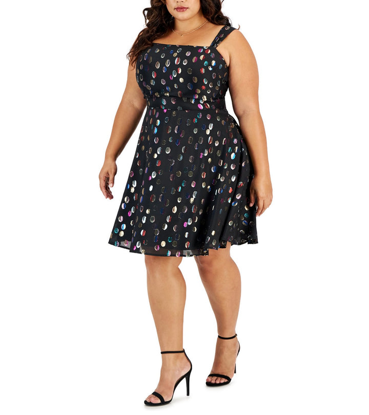City Studio Women's Party Mini Fit & Flare Dress Black Plus Size 14W