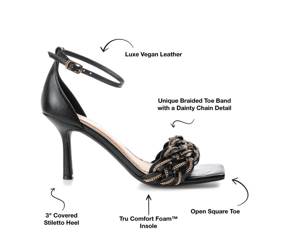 Journee Collection Women's Mabella Open Toe Mid Stiletto Sandals Black Size 9