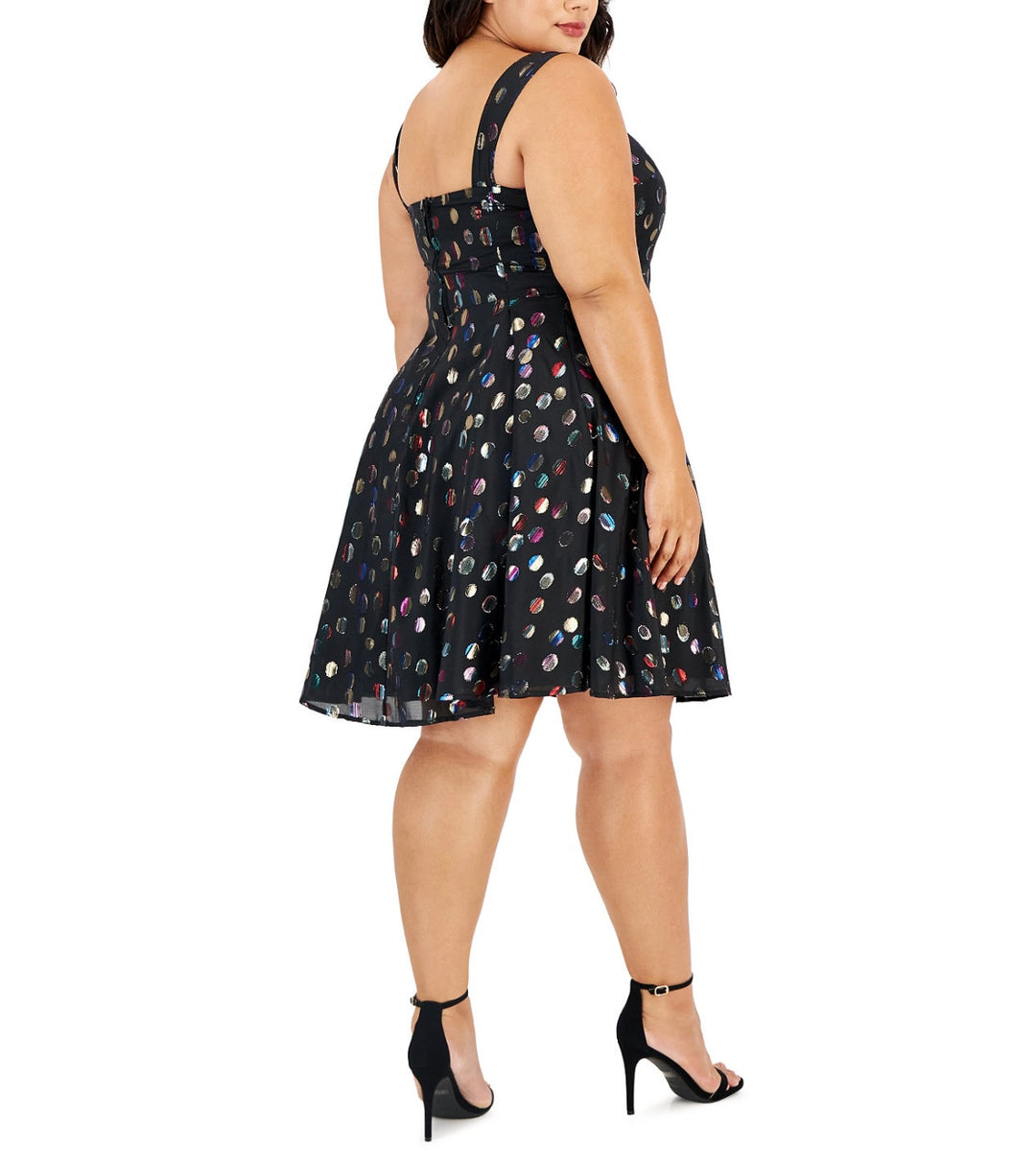 City Studio Women's Party Mini Fit & Flare Dress Black Plus Size 14W