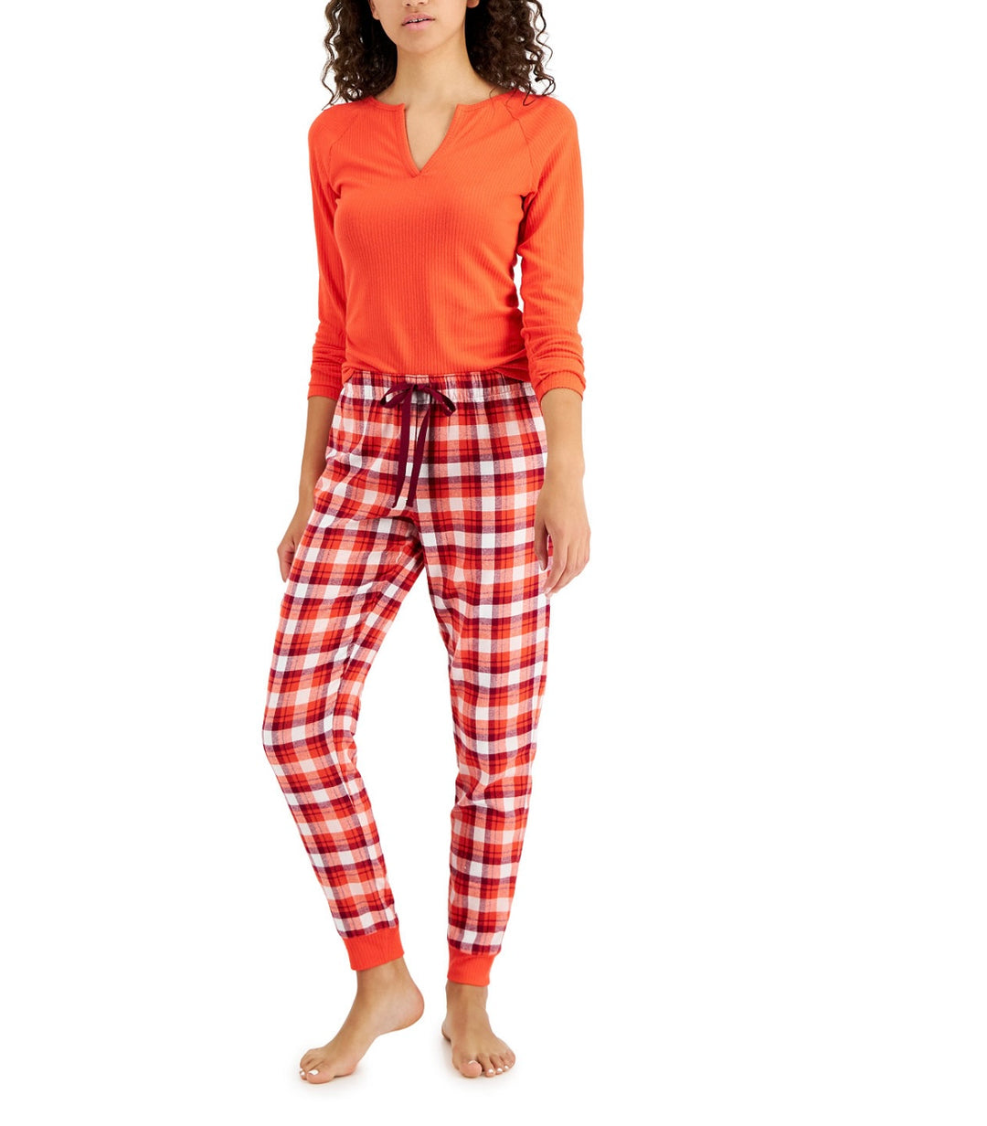 Jenni Women's Cotton Flannel Plaid Pajama Pants Cabin Plaid White Size XXL