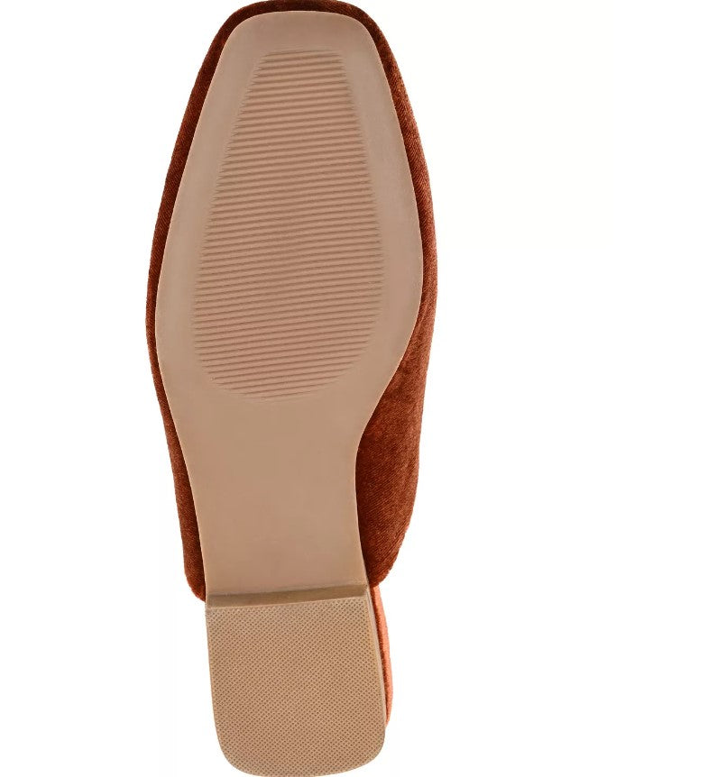 Journee Collection Women's Square Toe Sonnia Velvet Mules