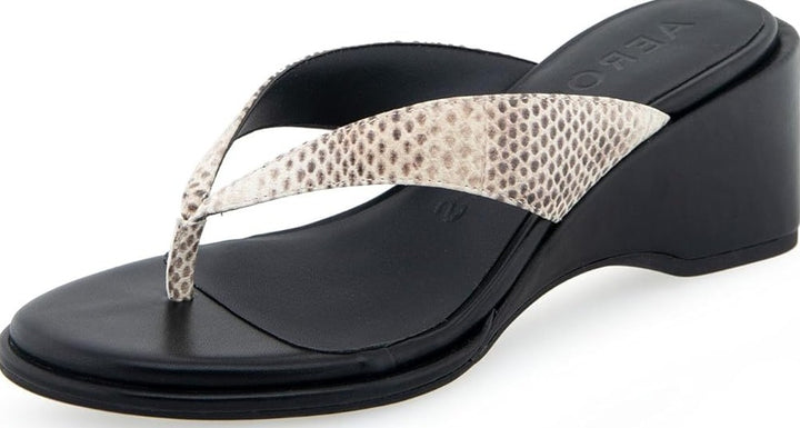 Aerosoles Women's Nero Wedge Flip Flop Sandals Roccia Snake Print Size 7.5