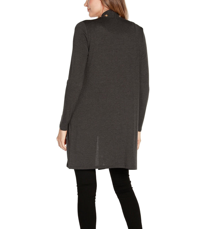 Belldini Women's Grommet-Trim Cardigan Heather Charcoal Size S