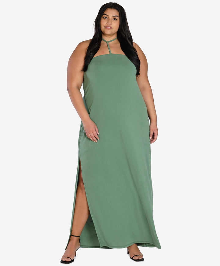 Bar III Women's Nicole Williams English Y-Strap Halter Dress Plus Size 0X