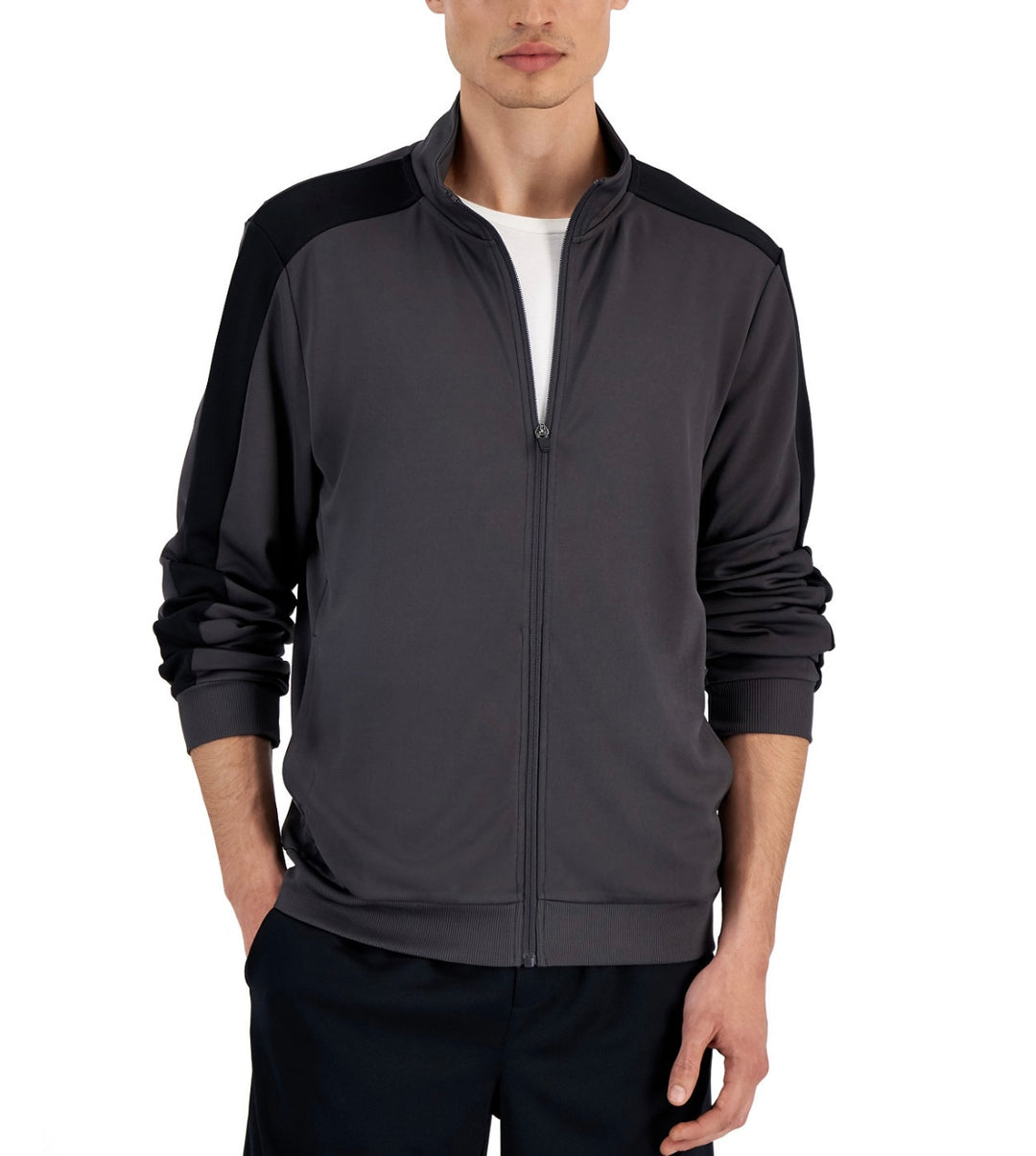 ID Ideology Men's Regular-Fit Moisture-Wicking Knit Jacket Charcoal/ Black
