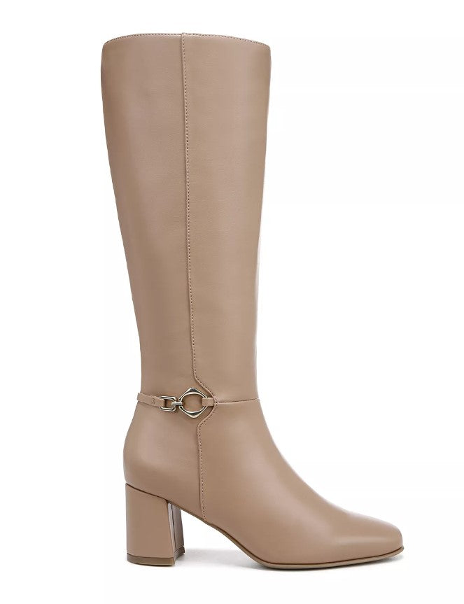 Naturalizer Women's Waylon Tall Dress Boots Taupe Smooth Faux Leather Size 7 M