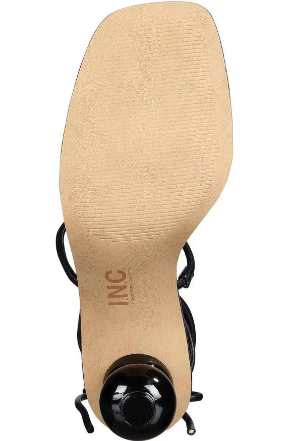 INC International Concepts Women's Chedel Faux Leather Square Toe Heels Black