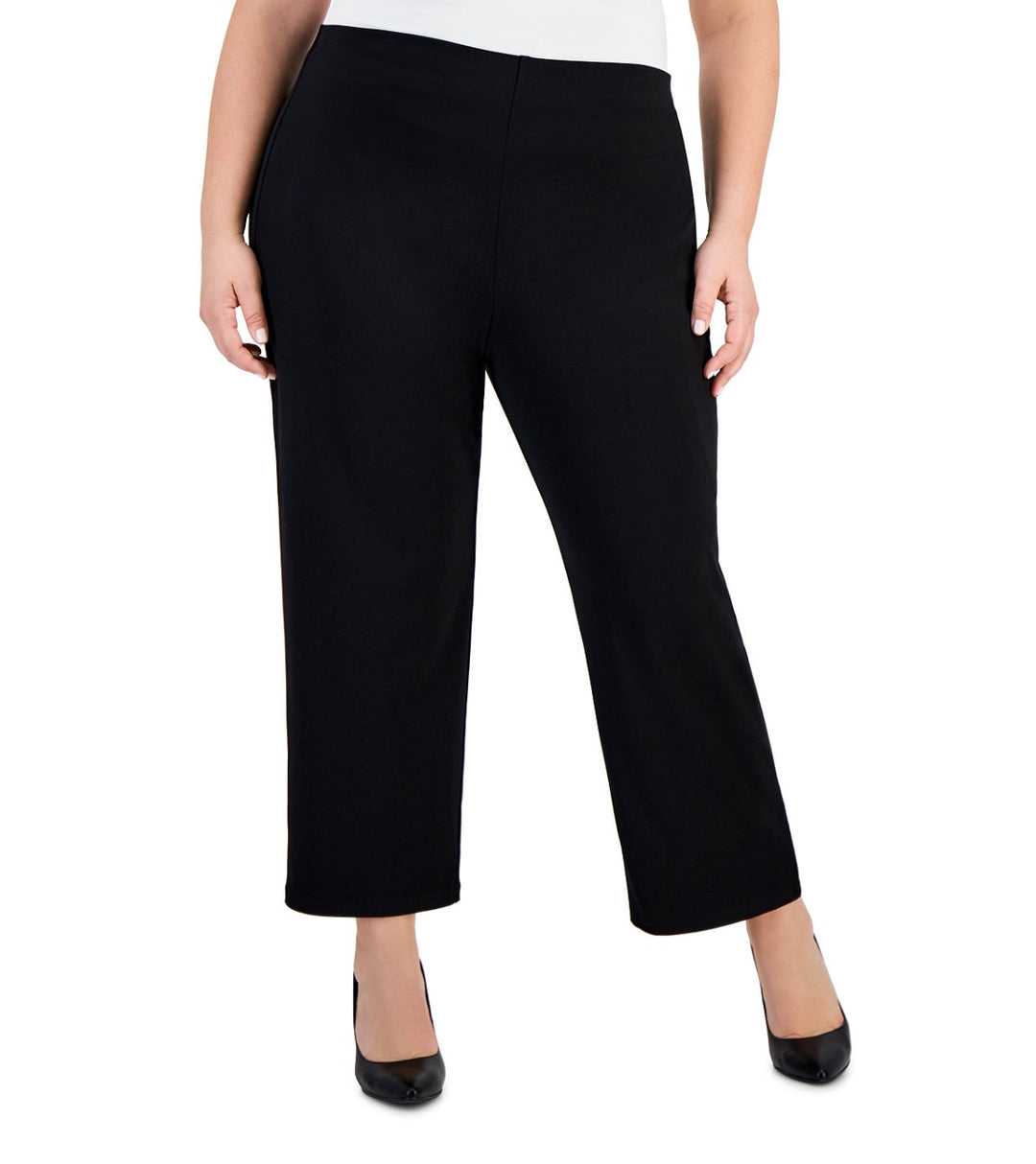 JM Collection Women's Wide-Leg Pull-On Pants Deep Black Plus Size 0X