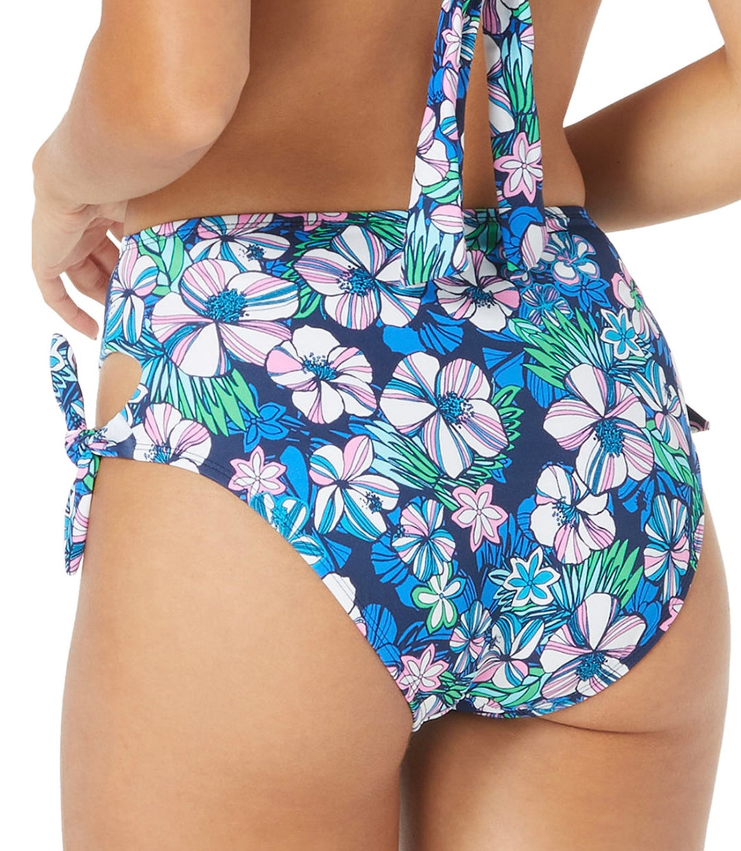 Sundazed Women's Tatum Floral-Print Tie Side High-Waist Swim Bottom Azure