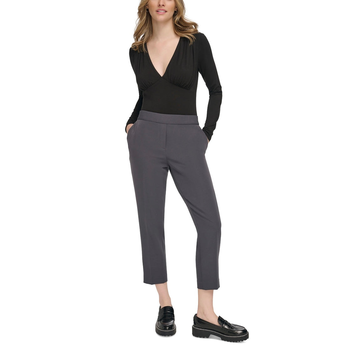 Calvin Klein Women's Long-Sleeve Plunge-Neck Bodysuit Black Size XL