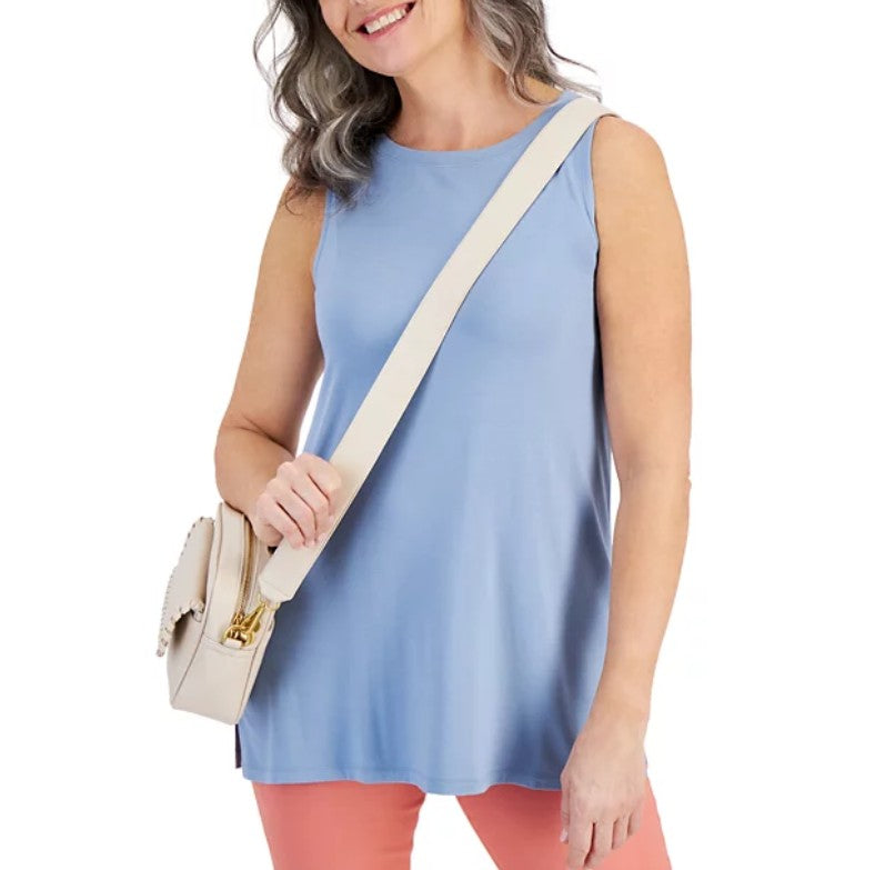 Style & Co. Women's Boat-Neck Layering Sleeveless Tank Top Blue Size M