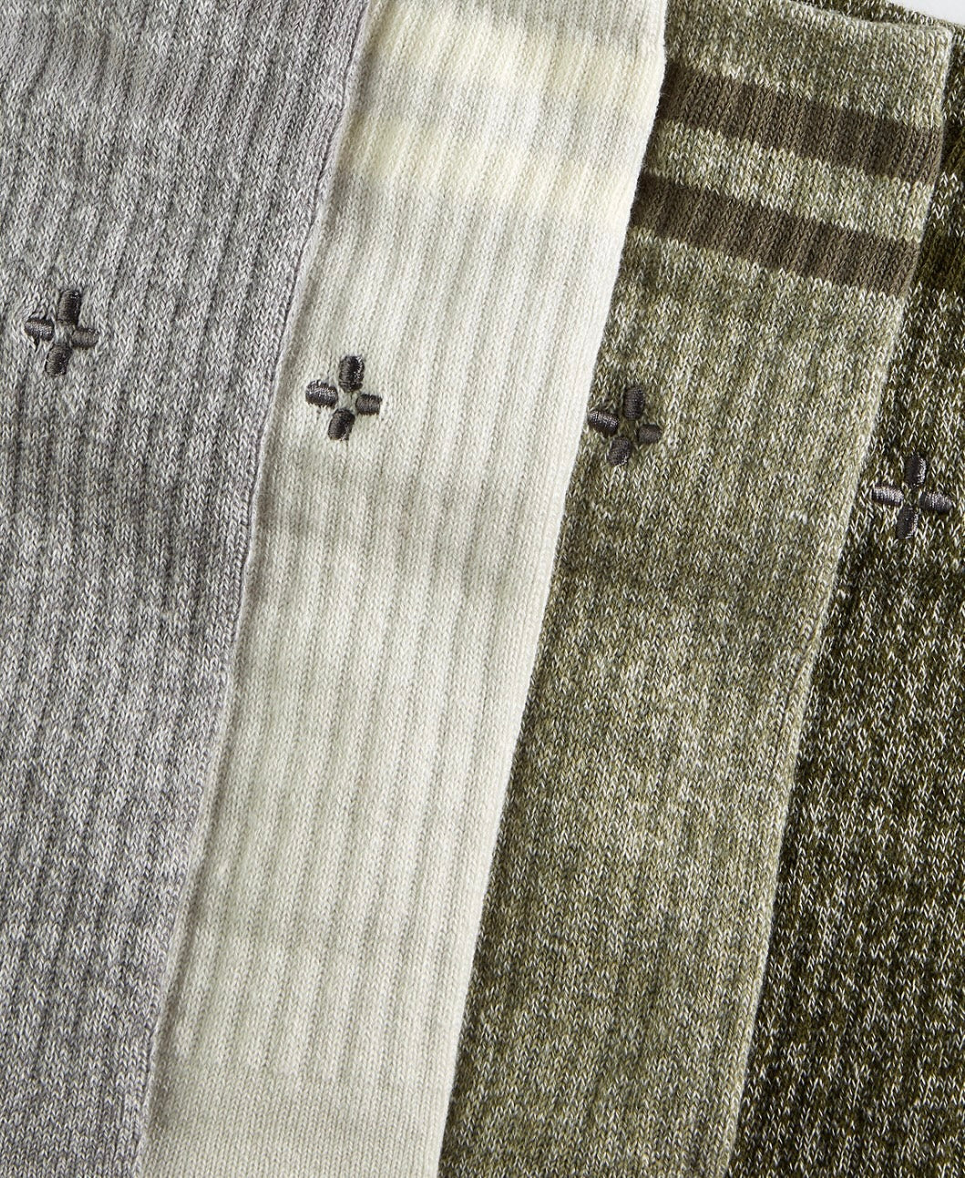Sun + Stone Men's 4-Pk. Double Stripe Socks Olive One Size